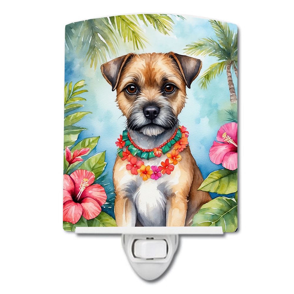 NEW Border Terrier Luau Ceramic Night Light Compact, UL-Certified, Ideal for Bedroom, Bathroom, Nursery, Hallway, Kitchen, 6x4x3