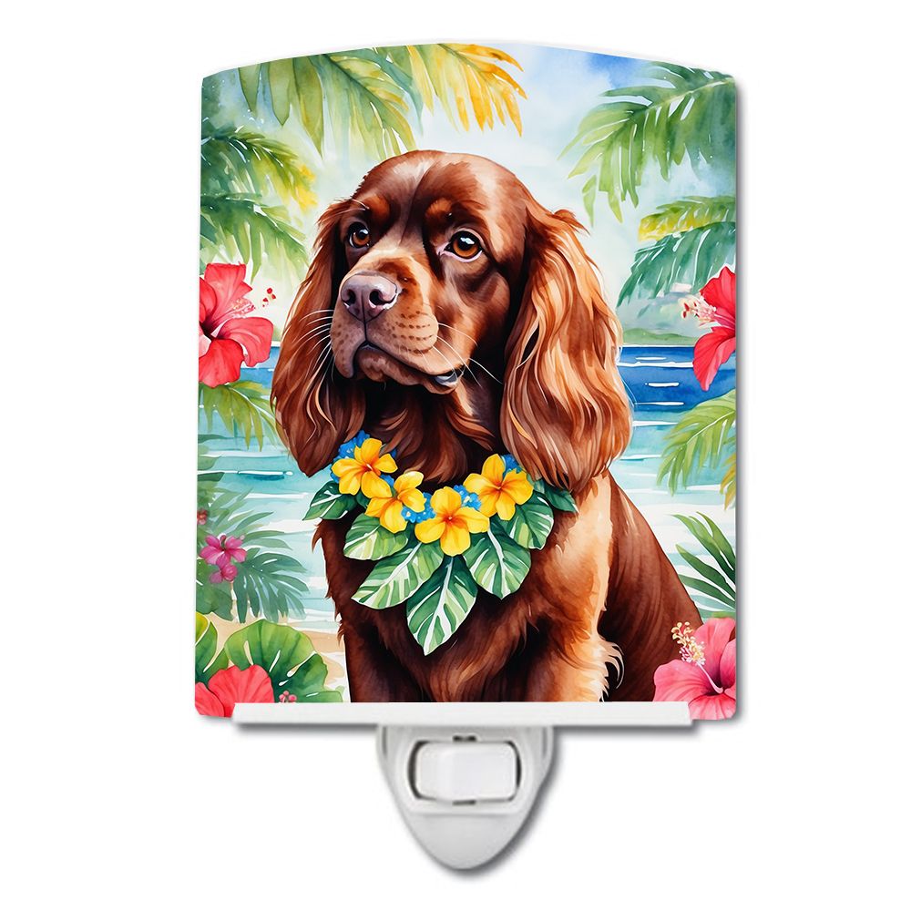 NEW Sussex Spaniel Luau Ceramic Night Light Compact, UL-Certified, Ideal for Bedroom, Bathroom, Nursery, Hallway, Kitchen, 6x4x3