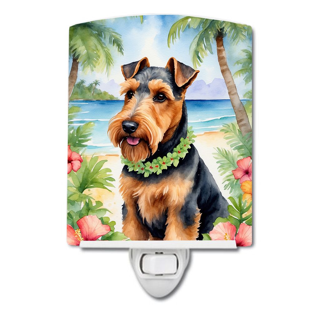 NEW Welsh Terrier Luau Ceramic Night Light Compact, UL-Certified, Ideal for Bedroom, Bathroom, Nursery, Hallway, Kitchen, 6x4x3,
