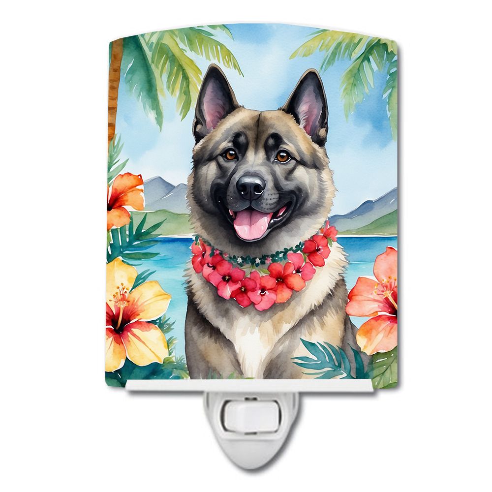 NEW Norwegian Elkhound Luau Ceramic Night Light Compact, UL-Certified, Ideal for Bedroom, Bathroom, Nursery, Hallway, Kitchen, 6