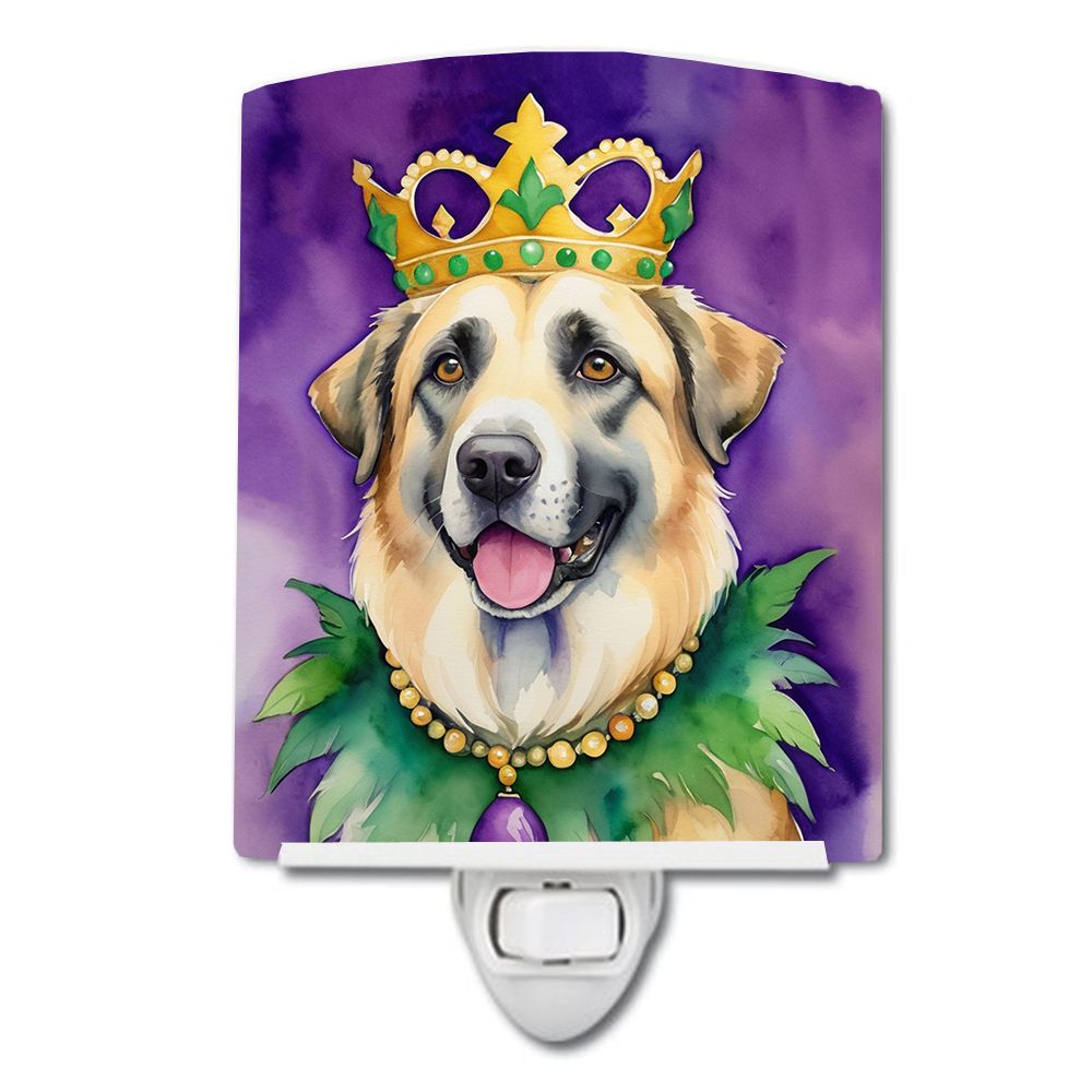 NEW Anatolian Shepherd Dog King of Mardi Gras Ceramic Night Light Compact, UL-Certified, Ideal for Bedroom, Bathroom, Nursery, H