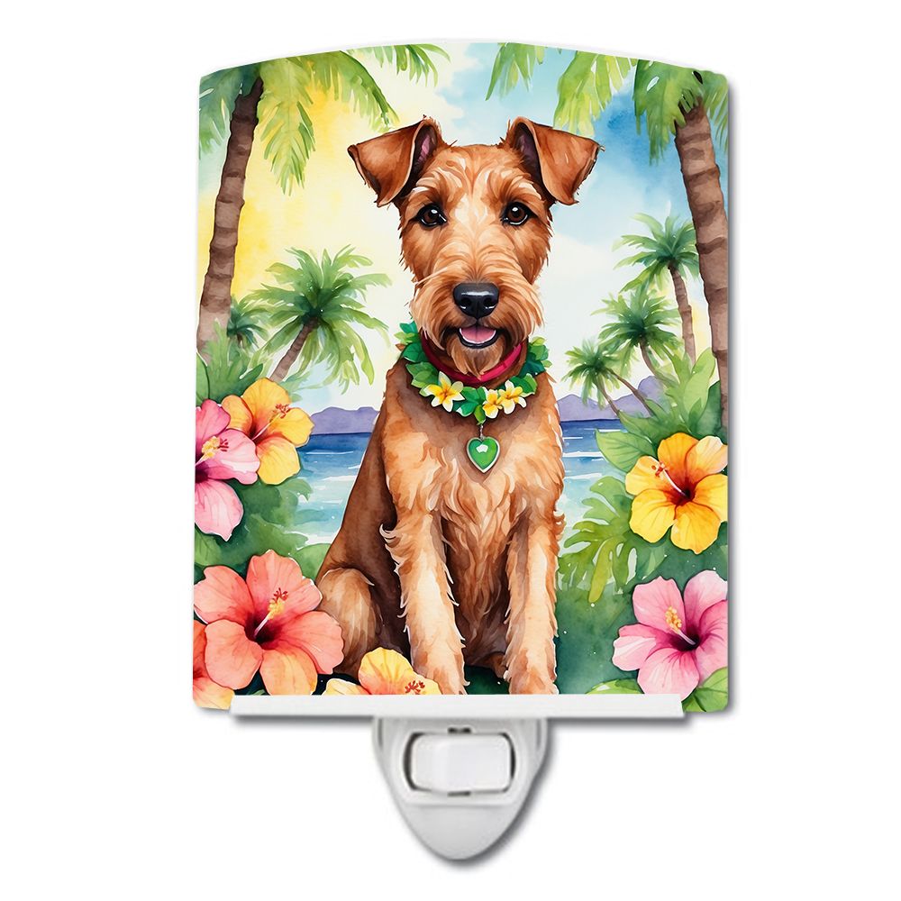 NEW Irish Terrier Luau Ceramic Night Light Compact, UL-Certified, Ideal for Bedroom, Bathroom, Nursery, Hallway, Kitchen, 6x4x3,