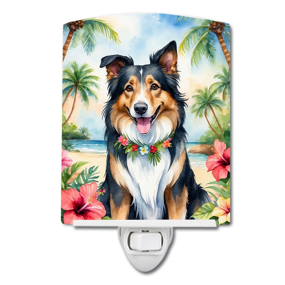 NEW Collie Luau Ceramic Night Light Compact, UL-Certified, Ideal for Bedroom, Bathroom, Nursery, Hallway, Kitchen, 6x4x3, Multic