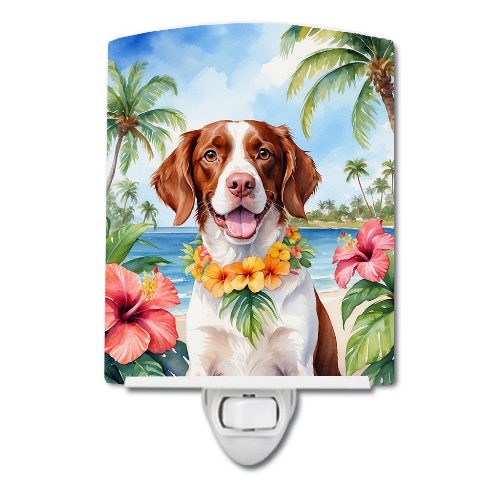 NEW Brittany Spaniel Luau Ceramic Night Light Compact, UL-Certified, Ideal for Bedroom, Bathroom, Nursery, Hallway, Kitchen, 6x4