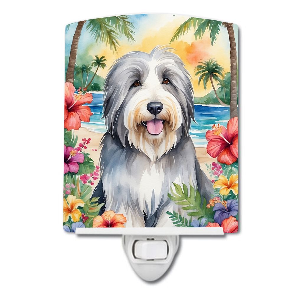 NEW Bearded Collie Luau Ceramic Night Light Compact, UL-Certified, Ideal for Bedroom, Bathroom, Nursery, Hallway, Kitchen, 6x4x3