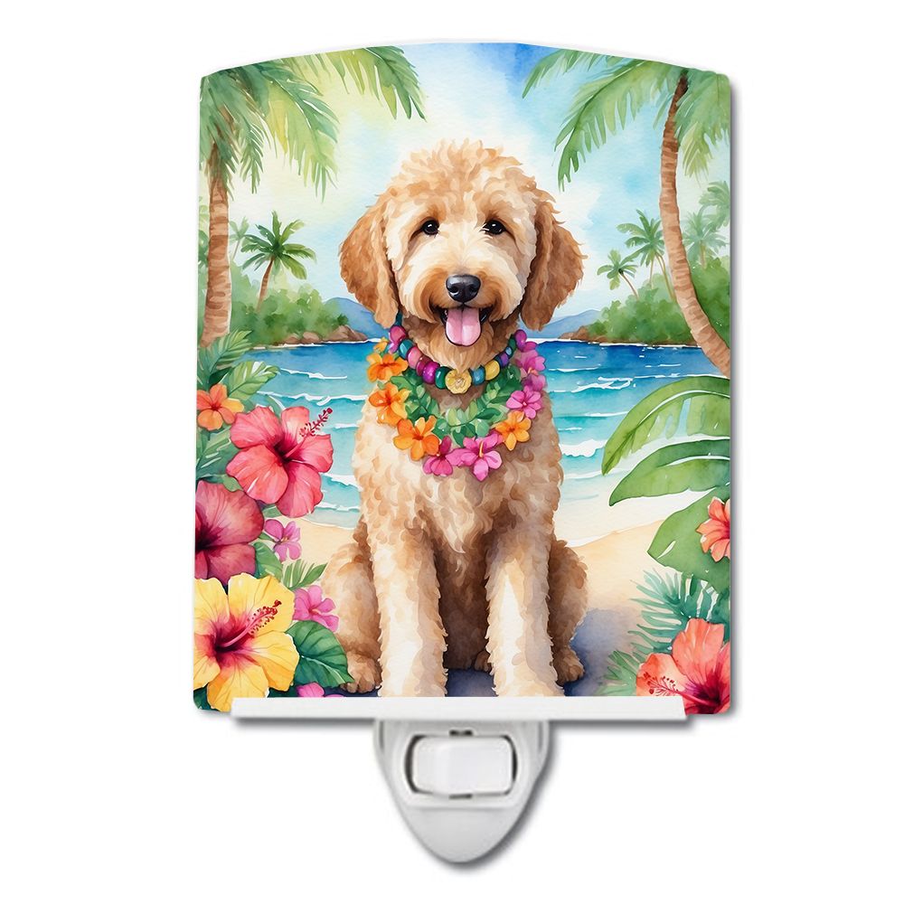 NEW Goldendoodle Luau Ceramic Night Light Compact, UL-Certified, Ideal for Bedroom, Bathroom, Nursery, Hallway, Kitchen, 6x4x3, 