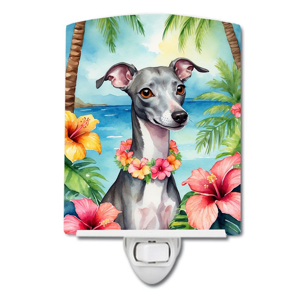 NEW Italian Greyhound Luau Ceramic Night Light Compact, UL-Certified, Ideal for Bedroom, Bathroom, Nursery, Hallway, Kitchen, 6x
