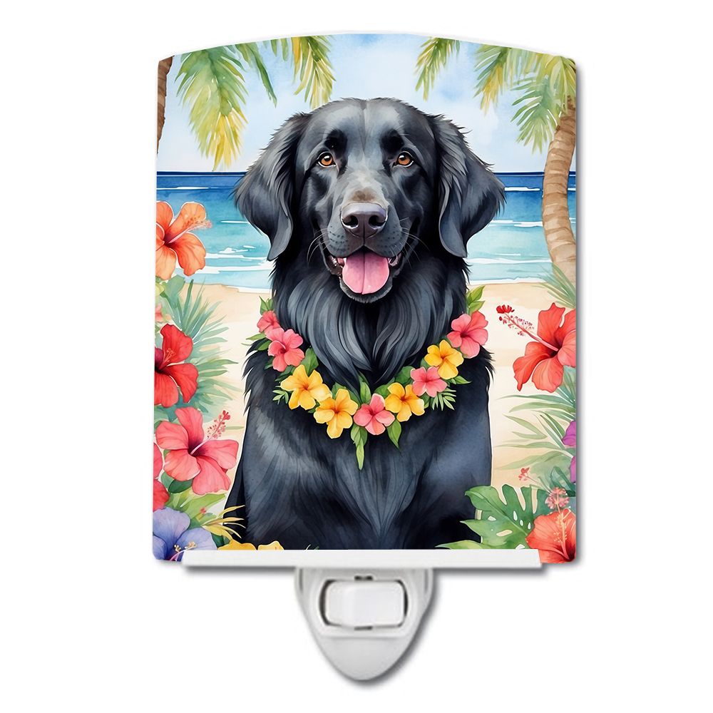 NEW Flat-Coated Retriever Luau Ceramic Night Light Compact, UL-Certified, Ideal for Bedroom, Bathroom, Nursery, Hallway, Kitchen