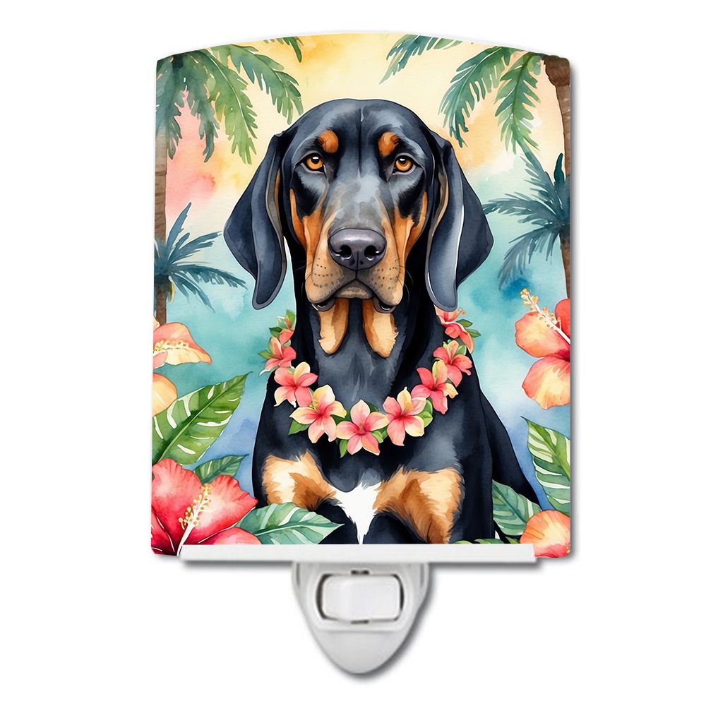 NEW Black and Tan Coonhound Luau Ceramic Night Light Compact, UL-Certified, Ideal for Bedroom, Bathroom, Nursery, Hallway, Kitch