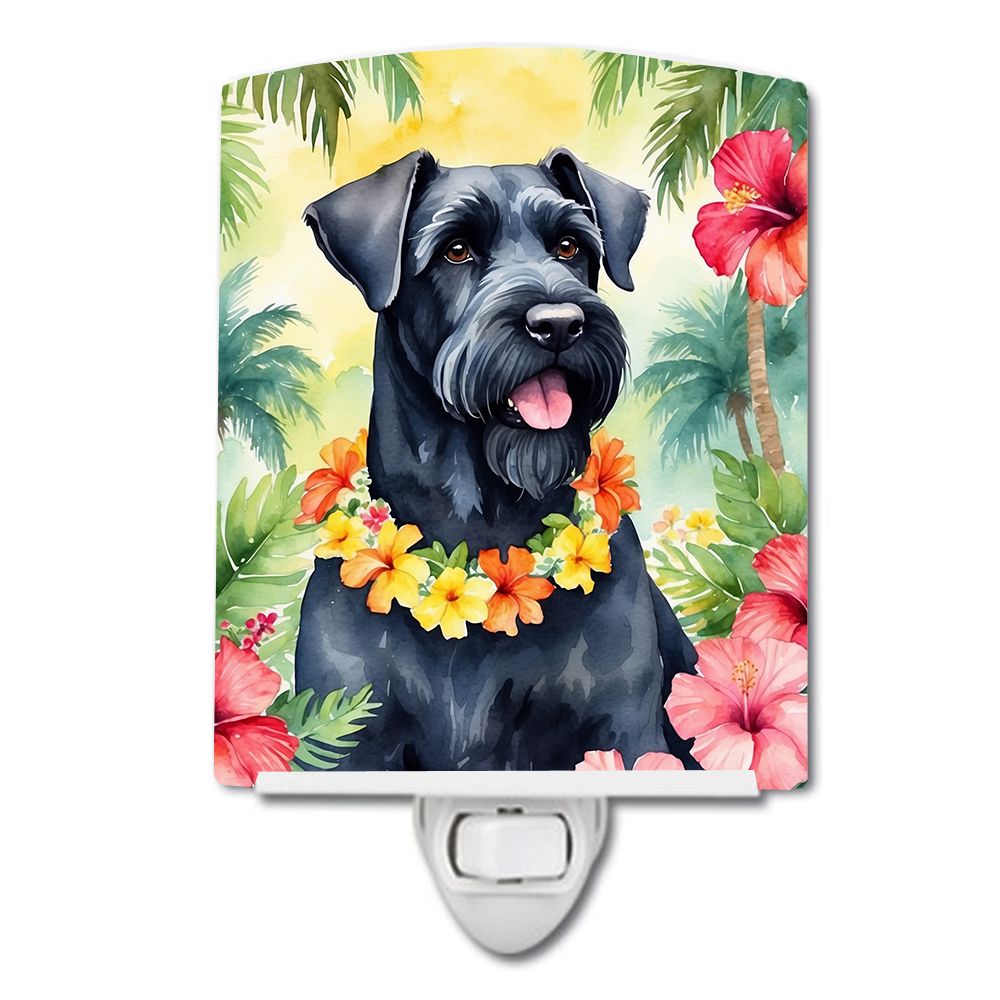 NEW Giant Schnauzer Luau Ceramic Night Light Compact, UL-Certified, Ideal for Bedroom, Bathroom, Nursery, Hallway, Kitchen, 6x4x