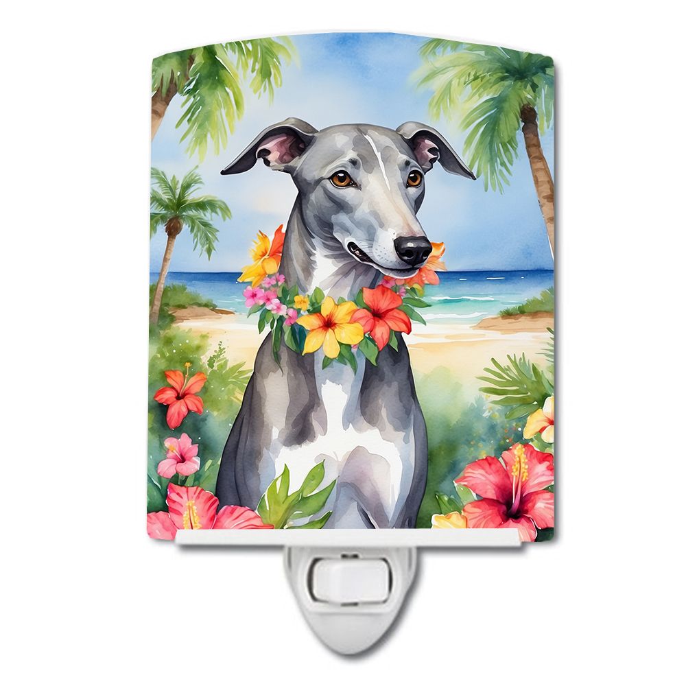 NEW Greyhound Luau Ceramic Night Light Compact, UL-Certified, Ideal for Bedroom, Bathroom, Nursery, Hallway, Kitchen, 6x4x3, Mul