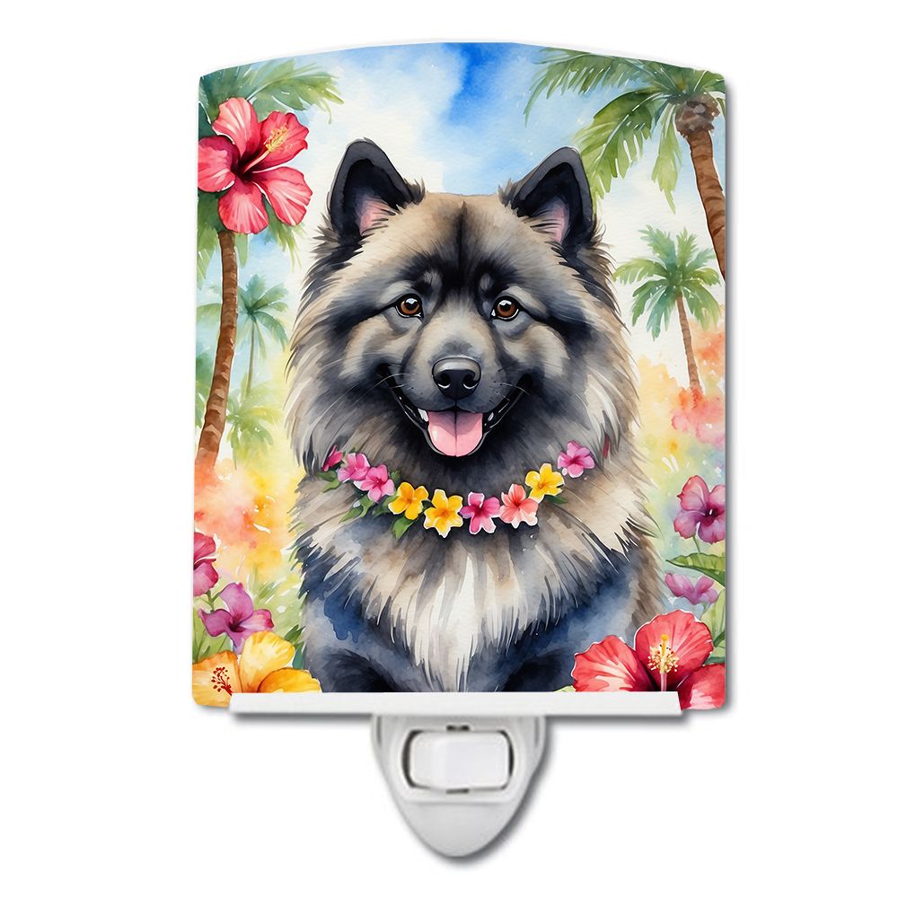 NEW Keeshond Luau Ceramic Night Light Compact, UL-Certified, Ideal for Bedroom, Bathroom, Nursery, Hallway, Kitchen, 6x4x3, Mult