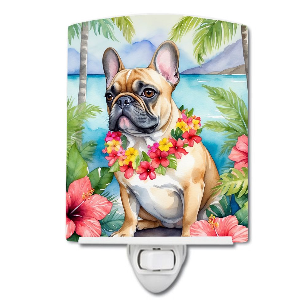 NEW French Bulldog Luau Ceramic Night Light Compact, UL-Certified, Ideal for Bedroom, Bathroom, Nursery, Hallway, Kitchen, 6x4x3