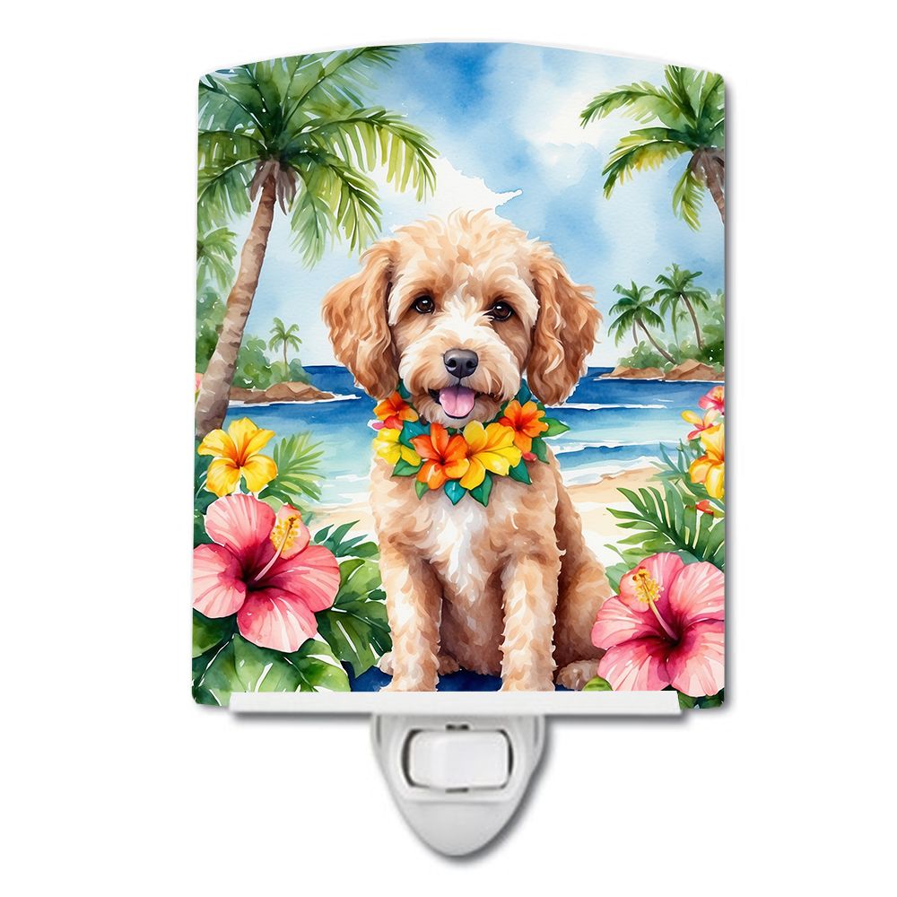 NEW Cockapoo Luau Ceramic Night Light Compact, UL-Certified, Ideal for Bedroom, Bathroom, Nursery, Hallway, Kitchen, 6x4x3, Mult