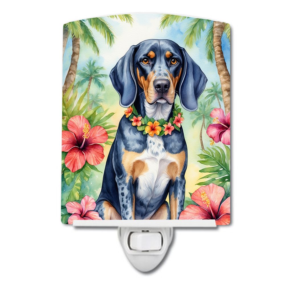 NEW Bluetick Coonhound Luau Ceramic Night Light Compact, UL-Certified, Ideal for Bedroom, Bathroom, Nursery, Hallway, Kitchen, 6