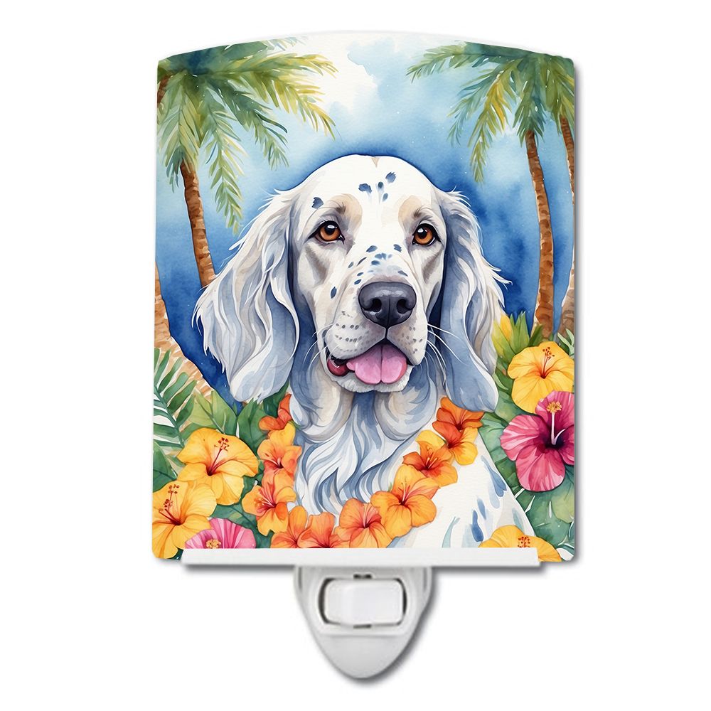 NEW English Setter Luau Ceramic Night Light Compact, UL-Certified, Ideal for Bedroom, Bathroom, Nursery, Hallway, Kitchen, 6x4x3