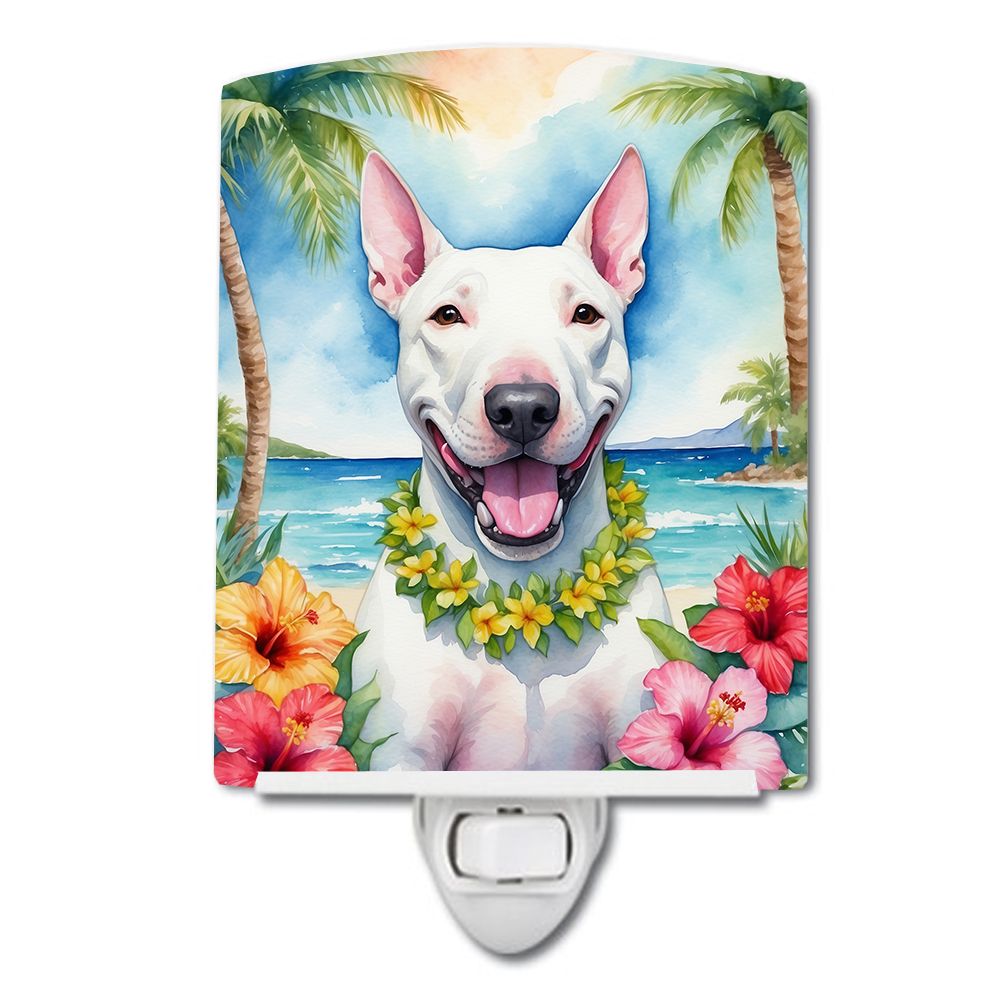 NEW Bull Terrier Luau Ceramic Night Light Compact, UL-Certified, Ideal for Bedroom, Bathroom, Nursery, Hallway, Kitchen, 6x4x3, 