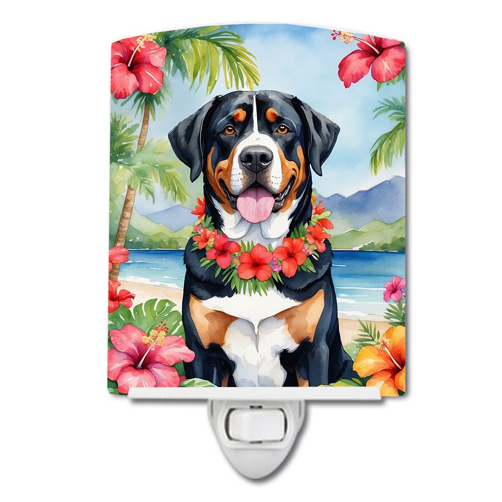 NEW Greater Swiss Mountain Dog Luau Ceramic Night Light Compact, UL-Certified, Ideal for Bedroom, Bathroom, Nursery, Hallway, Ki