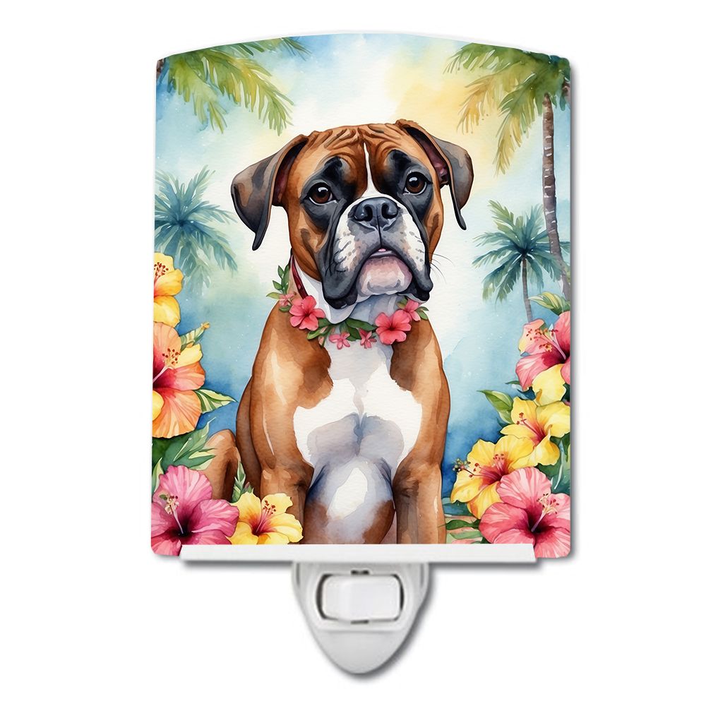 NEW Boxer Luau Ceramic Night Light Compact, UL-Certified, Ideal for Bedroom, Bathroom, Nursery, Hallway, Kitchen, 6x4x3, Multico