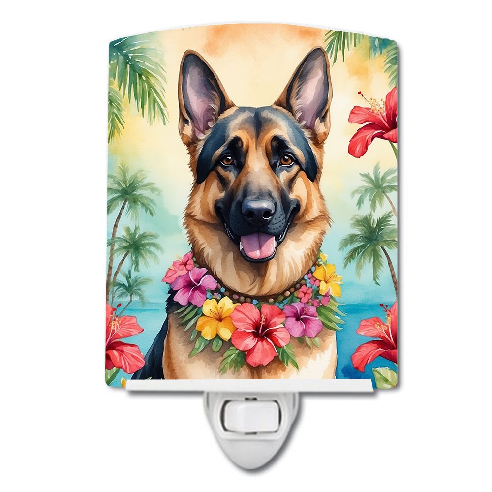 NEW German Shepherd Luau Ceramic Night Light Compact, UL-Certified, Ideal for Bedroom, Bathroom, Nursery, Hallway, Kitchen, 6x4x