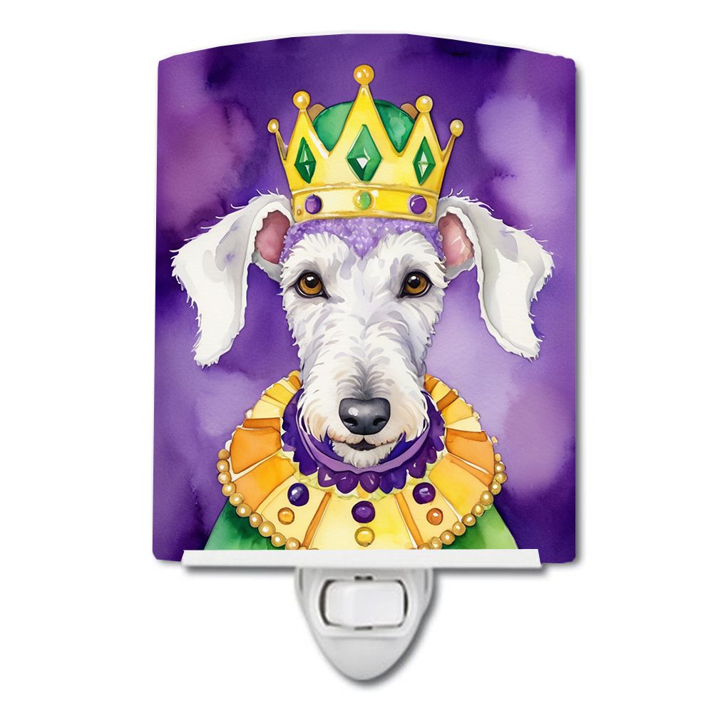 NEW Bedlington Terrier King of Mardi Gras Ceramic Night Light Compact, UL-Certified, Ideal for Bedroom, Bathroom, Nursery, Hallw