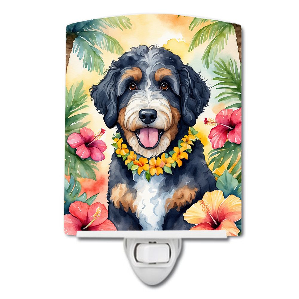 NEW Bernedoodle Luau Ceramic Night Light Compact, UL-Certified, Ideal for Bedroom, Bathroom, Nursery, Hallway, Kitchen, 6x4x3, M