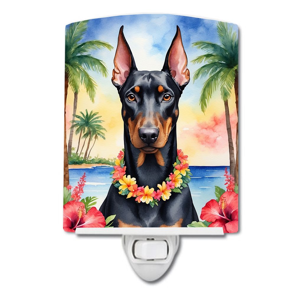 NEW Doberman Pinscher Luau Ceramic Night Light Compact, UL-Certified, Ideal for Bedroom, Bathroom, Nursery, Hallway, Kitchen, 6x