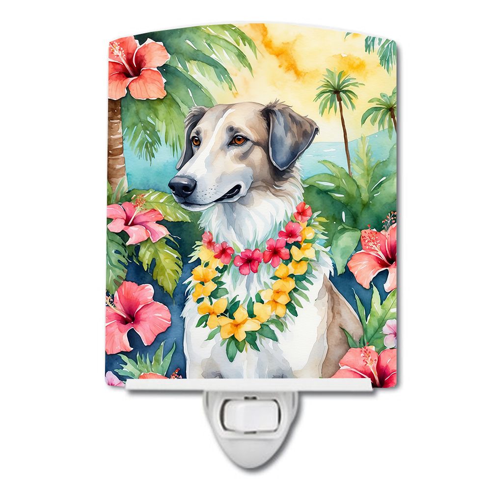 NEW Borzoi Luau Ceramic Night Light Compact, UL-Certified, Ideal for Bedroom, Bathroom, Nursery, Hallway, Kitchen, 6x4x3, Multic