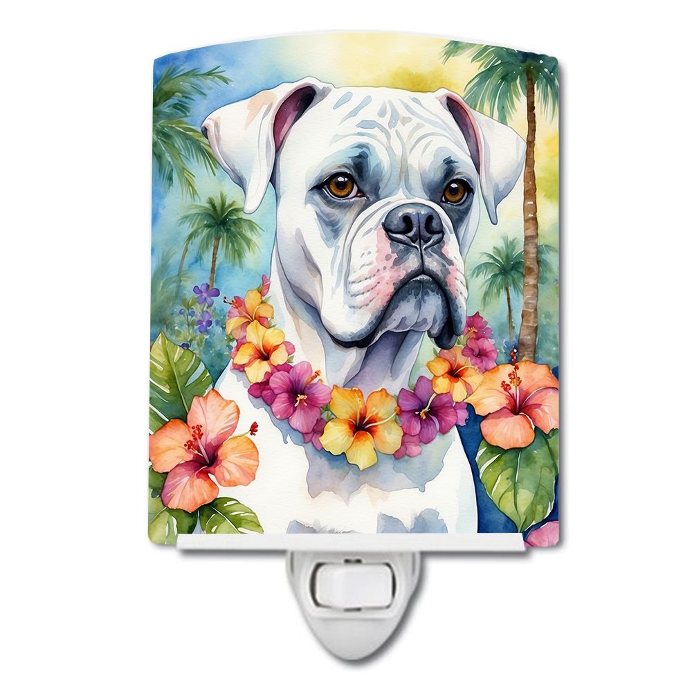 NEW White Boxer Luau Ceramic Night Light Compact, UL-Certified, Ideal for Bedroom, Bathroom, Nursery, Hallway, Kitchen, 6x4x3, M