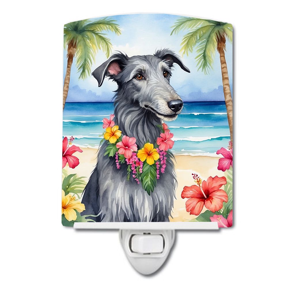 NEW Scottish Deerhound Luau Ceramic Night Light Compact, UL-Certified, Ideal for Bedroom, Bathroom, Nursery, Hallway, Kitchen, 6