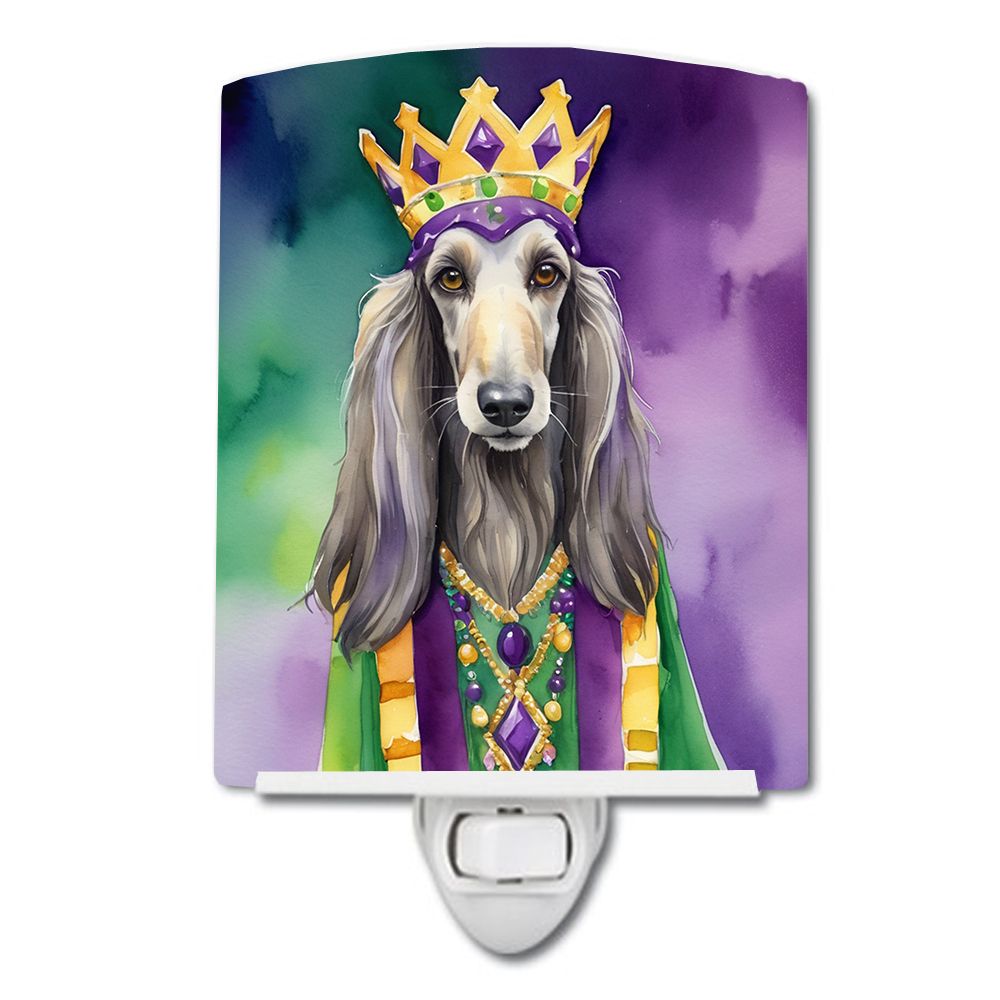 NEW Afghan Hound King of Mardi Gras Ceramic Night Light Compact, UL-Certified, Ideal for Bedroom, Bathroom, Nursery, Hallway, Ki