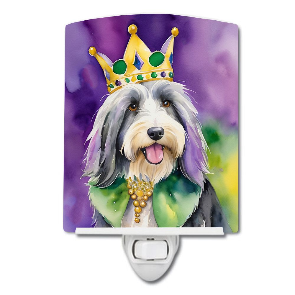 NEW Bearded Collie King of Mardi Gras Ceramic Night Light Compact, UL-Certified, Ideal for Bedroom, Bathroom, Nursery, Hallway, 