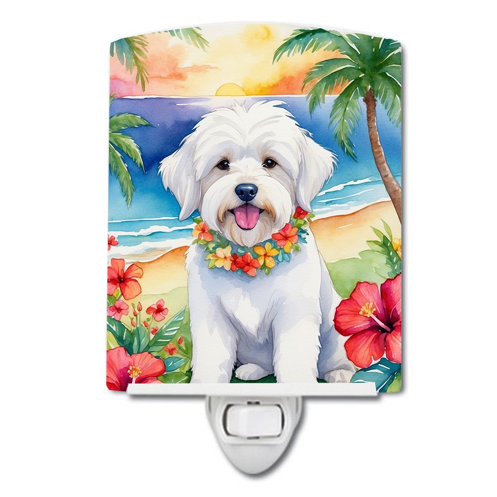 NEW Coton de Tulear Luau Ceramic Night Light Compact, UL-Certified, Ideal for Bedroom, Bathroom, Nursery, Hallway, Kitchen, 6x4x