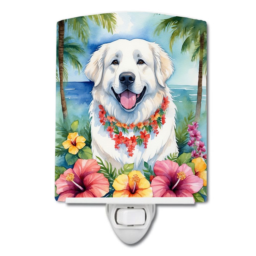NEW Great Pyrenees Luau Ceramic Night Light Compact, UL-Certified, Ideal for Bedroom, Bathroom, Nursery, Hallway, Kitchen, 6x4x3