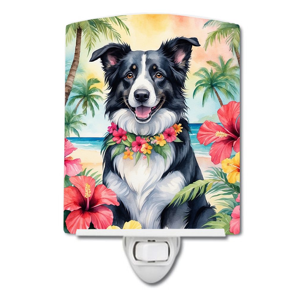 NEW Border Collie Luau Ceramic Night Light Compact, UL-Certified, Ideal for Bedroom, Bathroom, Nursery, Hallway, Kitchen, 6x4x3,