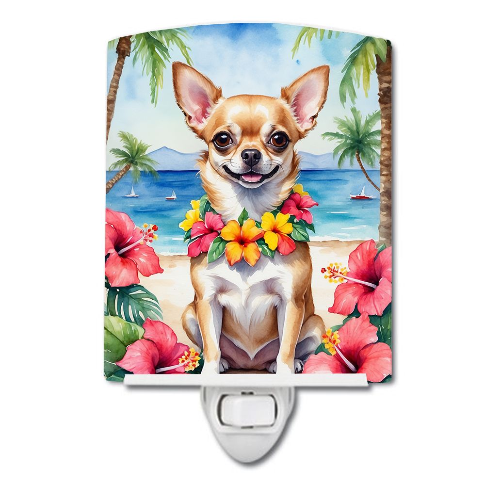 NEW Chihuahua Luau Ceramic Night Light Compact, UL-Certified, Ideal for Bedroom, Bathroom, Nursery, Hallway, Kitchen, 6x4x3, Mul