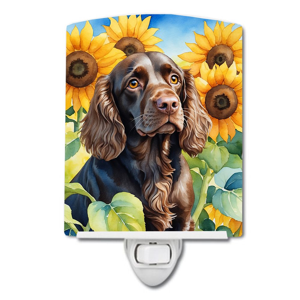 NEW Boykin Spaniel in Sunflowers Ceramic Night Light Compact, UL-Certified, Ideal for Bedroom, Bathroom, Nursery, Hallway, Kitch