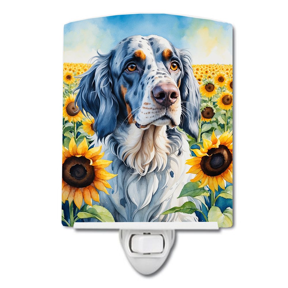 NEW English Setter in Sunflowers Ceramic Night Light Compact, UL-Certified, Ideal for Bedroom, Bathroom, Nursery, Hallway, Kitch