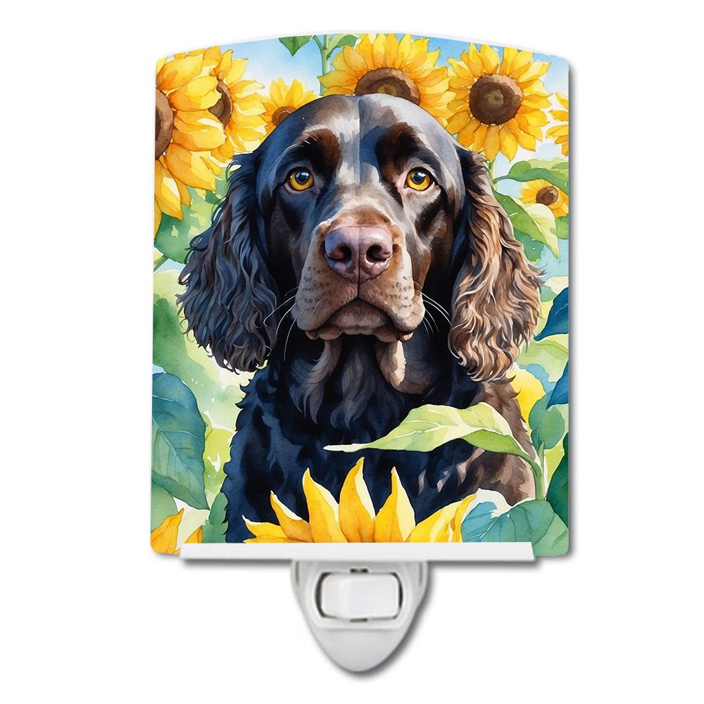 NEW American Water Spaniel in Sunflowers Ceramic Night Light Compact, UL-Certified, Ideal for Bedroom, Bathroom, Nursery, Hallwa