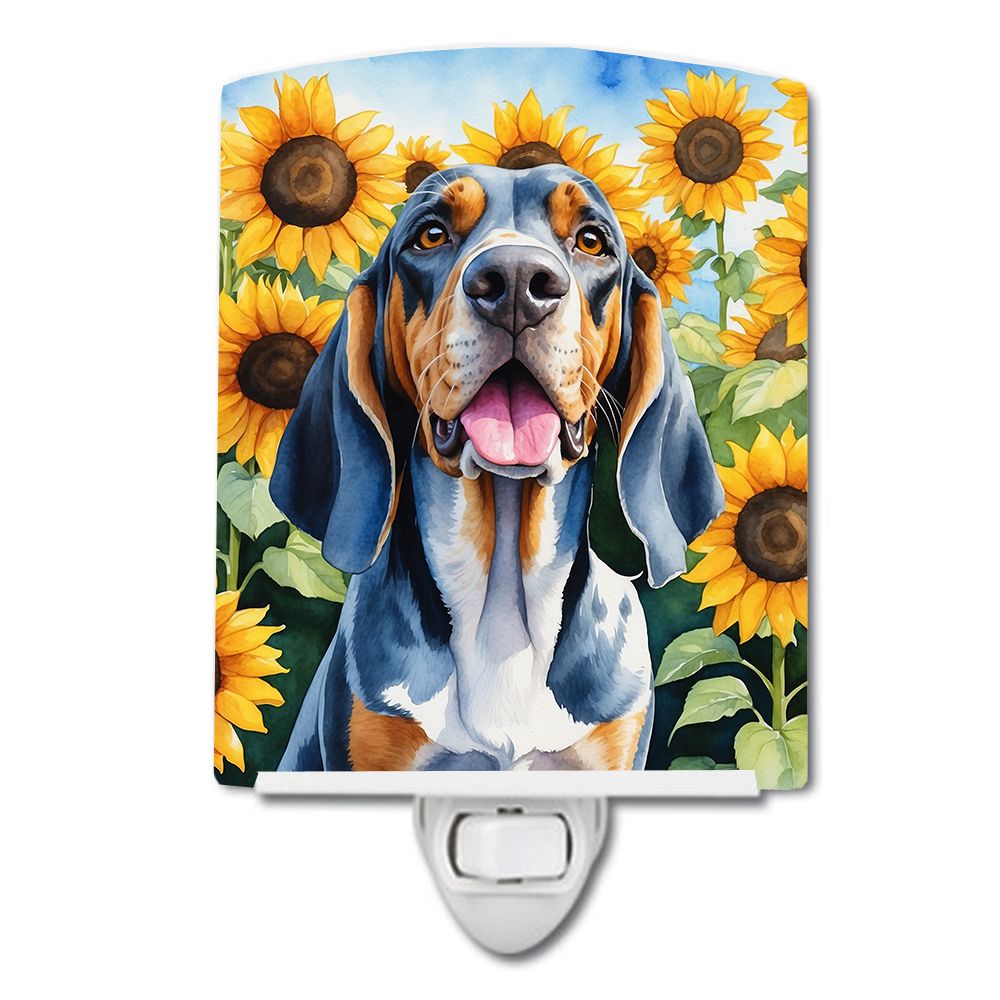 NEW American English Coonhound in Sunflowers Ceramic Night Light Compact, UL-Certified, Ideal for Bedroom, Bathroom, Nursery, Ha