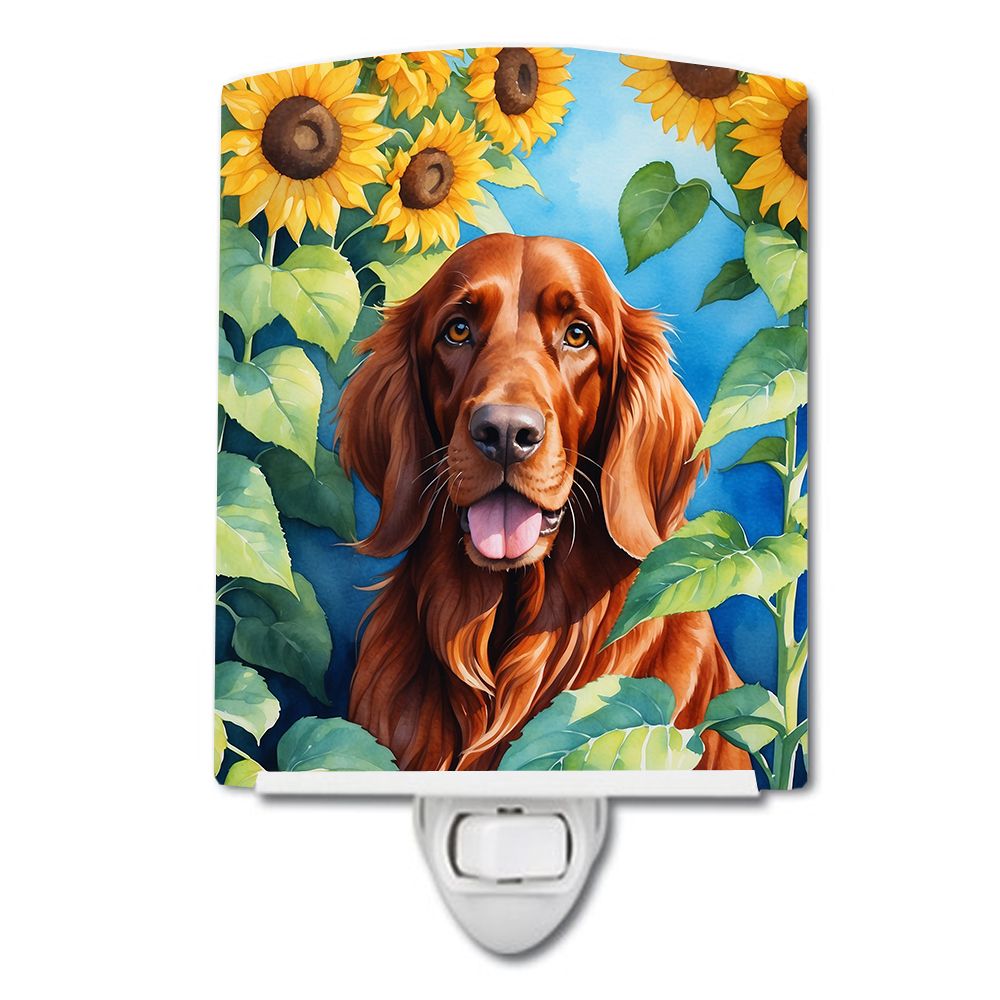 NEW Irish Setter in Sunflowers Ceramic Night Light Compact, UL-Certified, Ideal for Bedroom, Bathroom, Nursery, Hallway, Kitchen