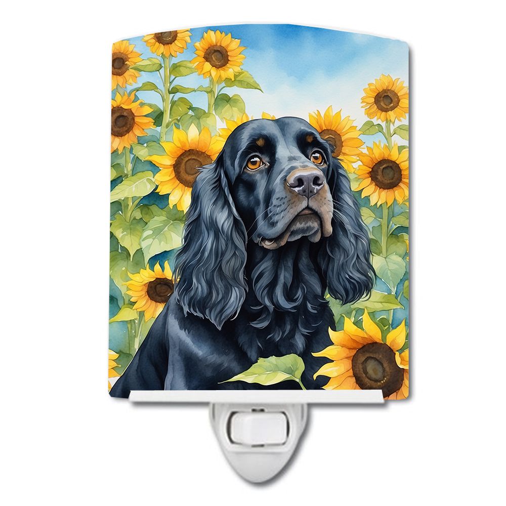 NEW Cocker Spaniel in Sunflowers Ceramic Night Light Compact, UL-Certified, Ideal for Bedroom, Bathroom, Nursery, Hallway, Kitch