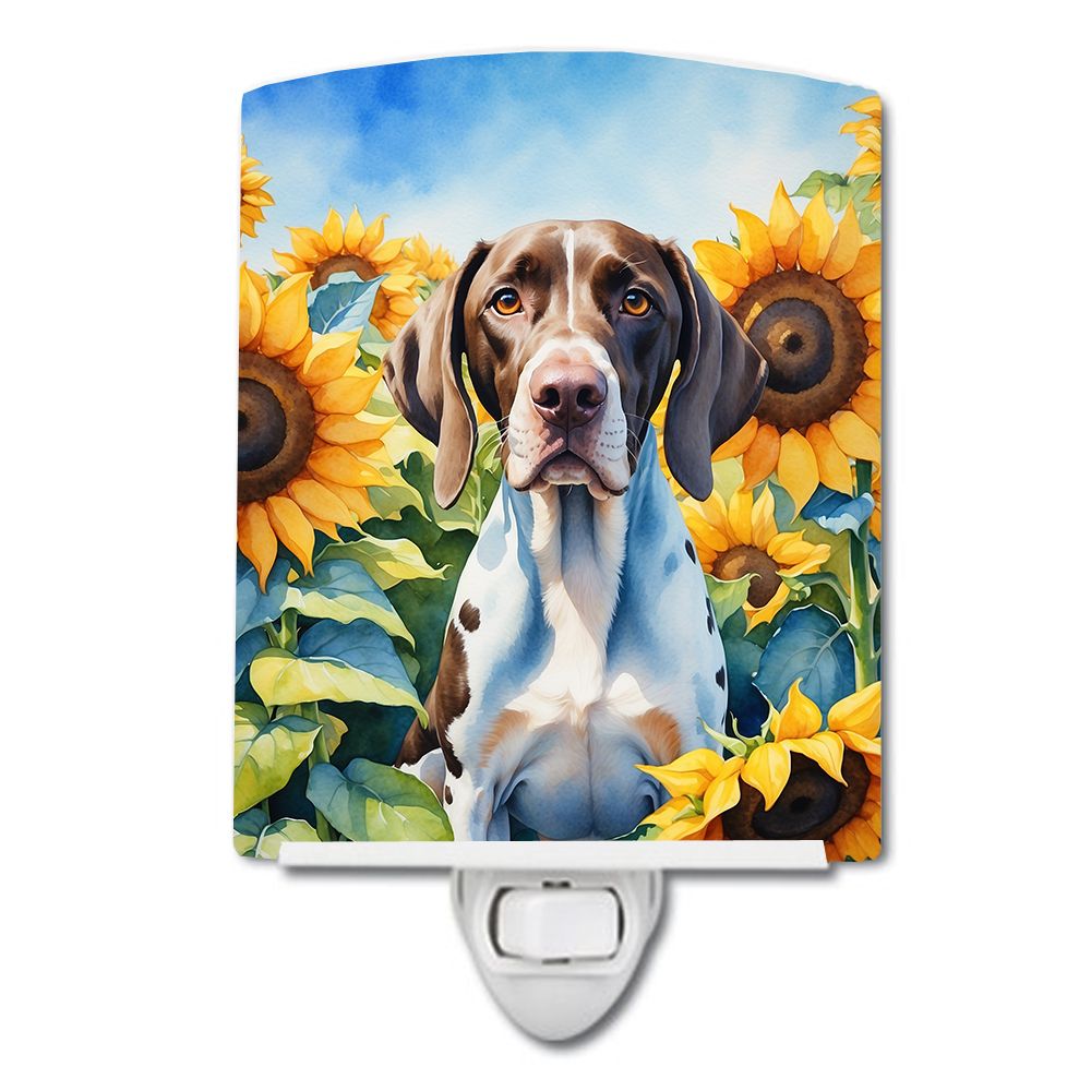 NEW Pointer in Sunflowers Ceramic Night Light Compact, UL-Certified, Ideal for Bedroom, Bathroom, Nursery, Hallway, Kitchen, 6x4