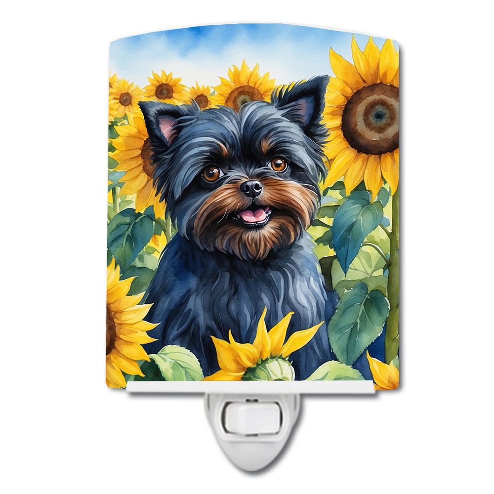 NEW Affenpinscher in Sunflowers Ceramic Night Light Compact, UL-Certified, Ideal for Bedroom, Bathroom, Nursery, Hallway, Kitche