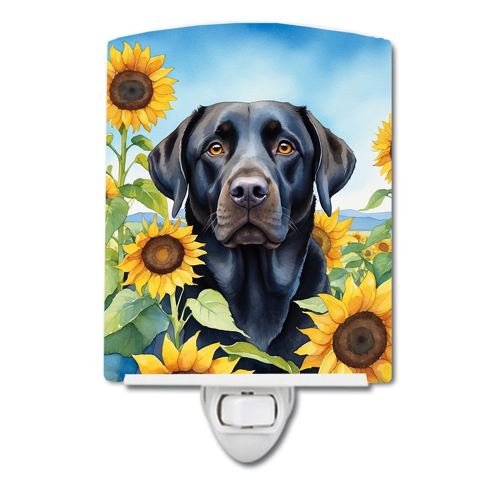 NEW Labrador Retriever in Sunflowers Ceramic Night Light Compact, UL-Certified, Ideal for Bedroom, Bathroom, Nursery, Hallway, K