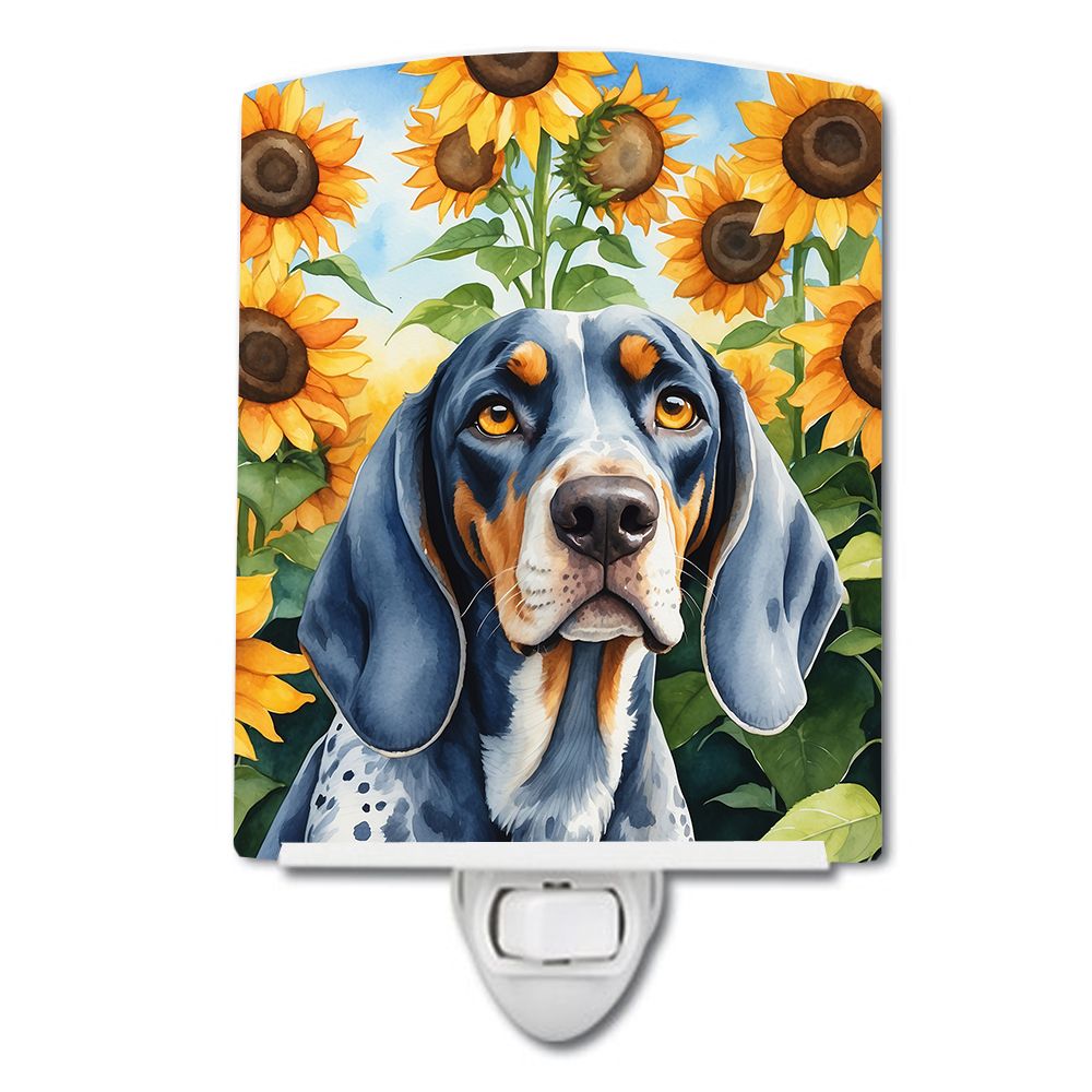 NEW Bluetick Coonhound in Sunflowers Ceramic Night Light Compact, UL-Certified, Ideal for Bedroom, Bathroom, Nursery, Hallway, K