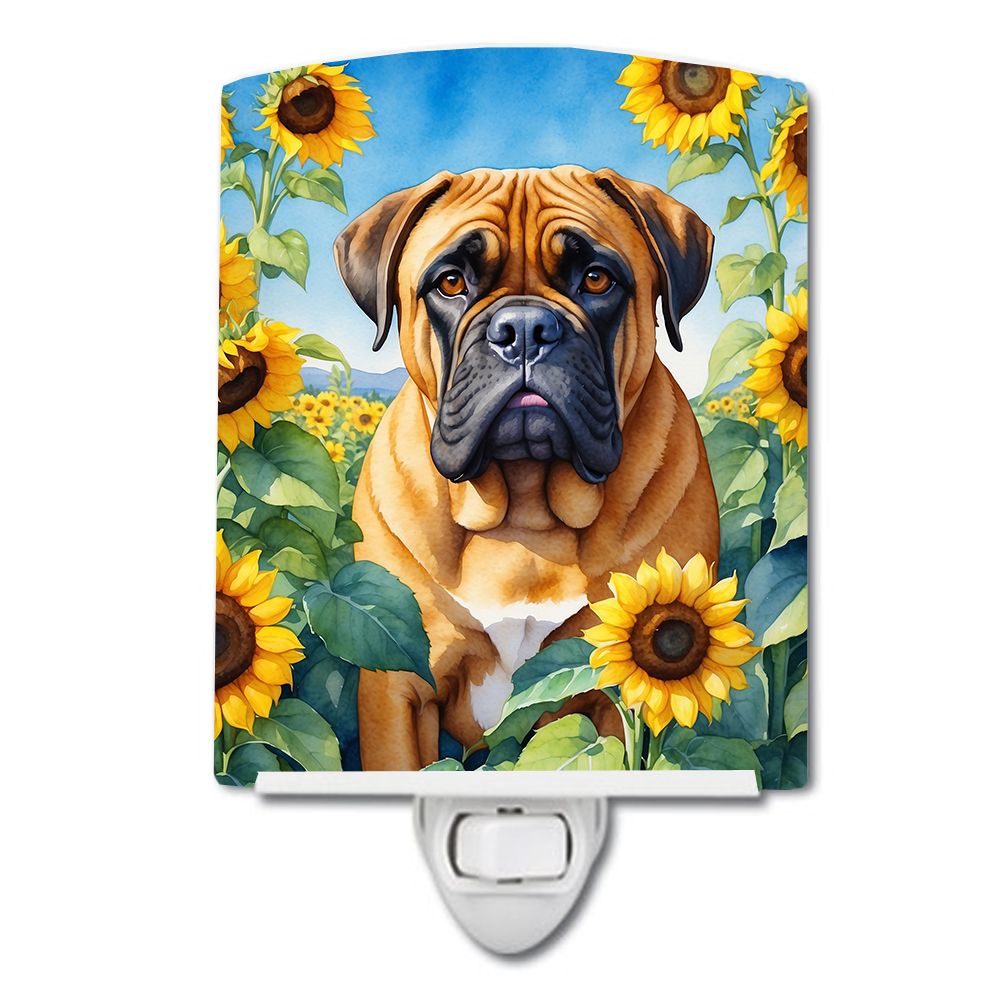 NEW Bullmastiff in Sunflowers Ceramic Night Light Compact, UL-Certified, Ideal for Bedroom, Bathroom, Nursery, Hallway, Kitchen,