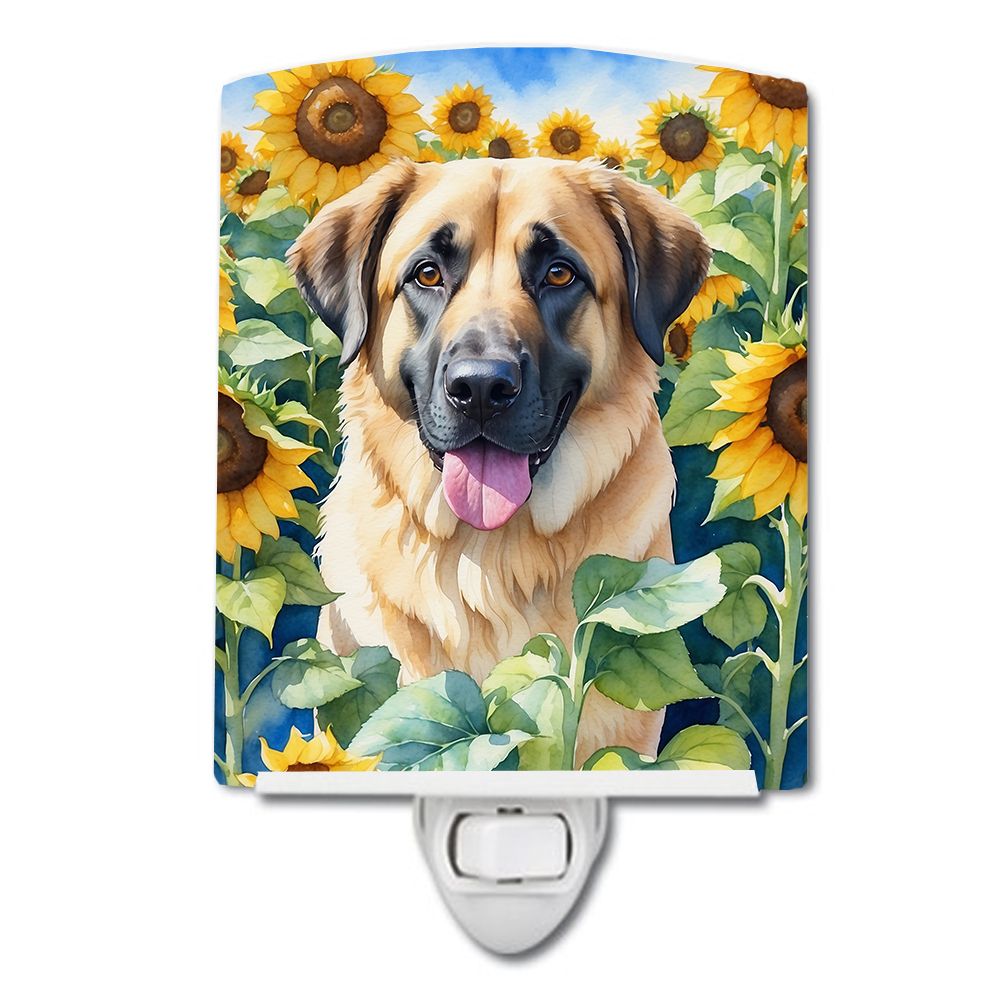 NEW Anatolian Shepherd in Sunflowers Ceramic Night Light Compact, UL-Certified, Ideal for Bedroom, Bathroom, Nursery, Hallway, K