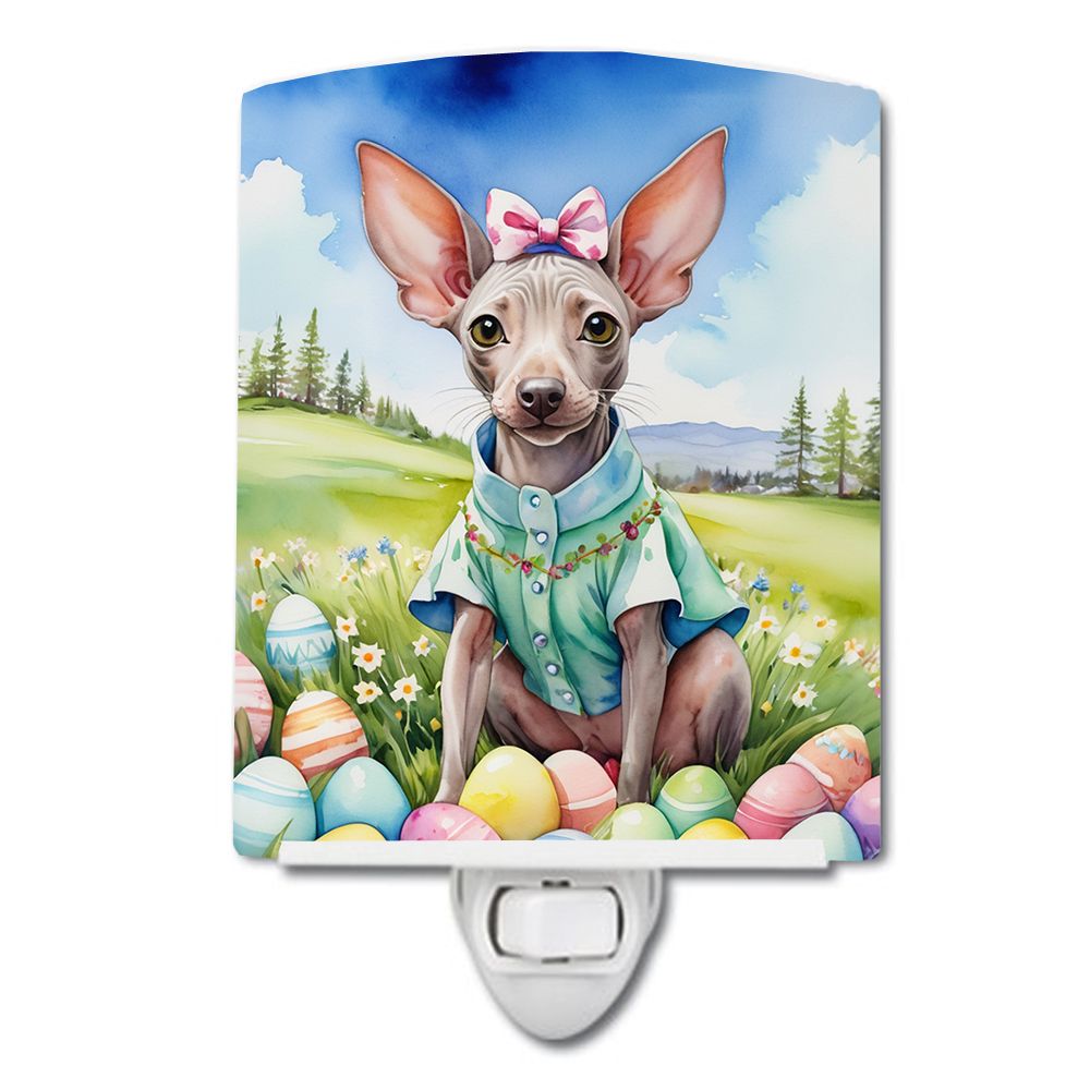 NEW American Hairless Terrier Easter Egg Hunt Ceramic Night Light Compact, UL-Certified, Ideal for Bedroom, Bathroom, Nursery, H