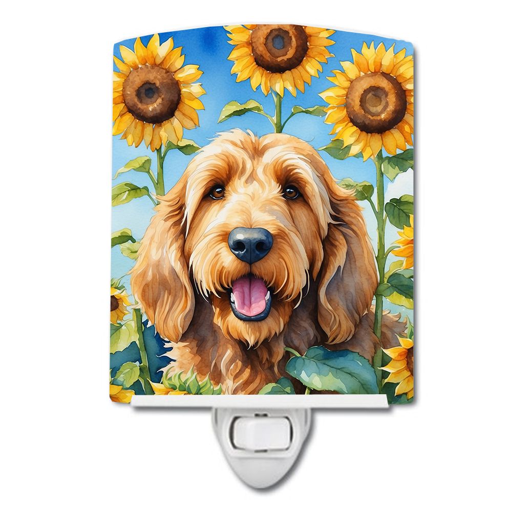 NEW Otterhound in Sunflowers Ceramic Night Light Compact, UL-Certified, Ideal for Bedroom, Bathroom, Nursery, Hallway, Kitchen, 